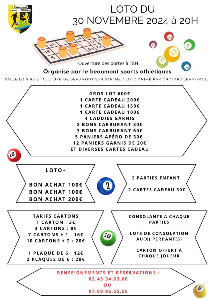 Prochain loto vendredi 8 novembre 2024