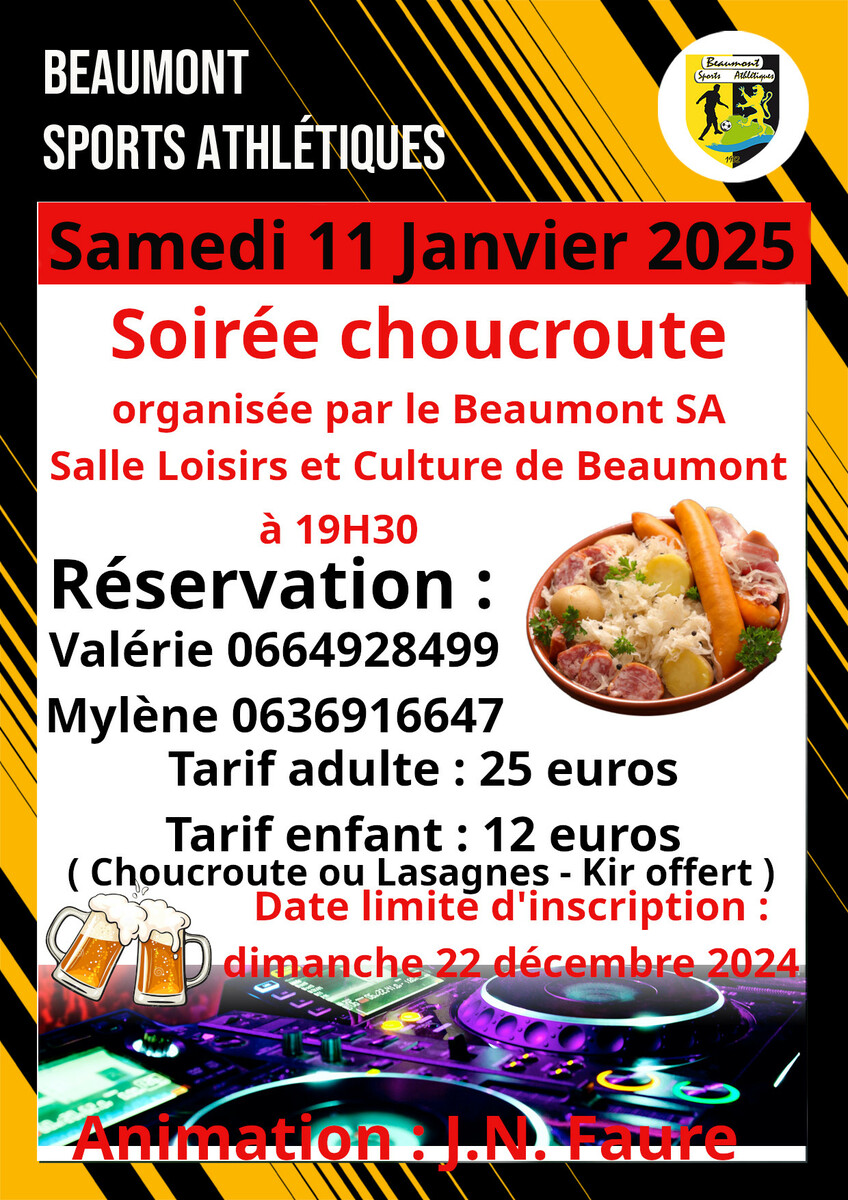 Soirée choucroute du Beaumont SA