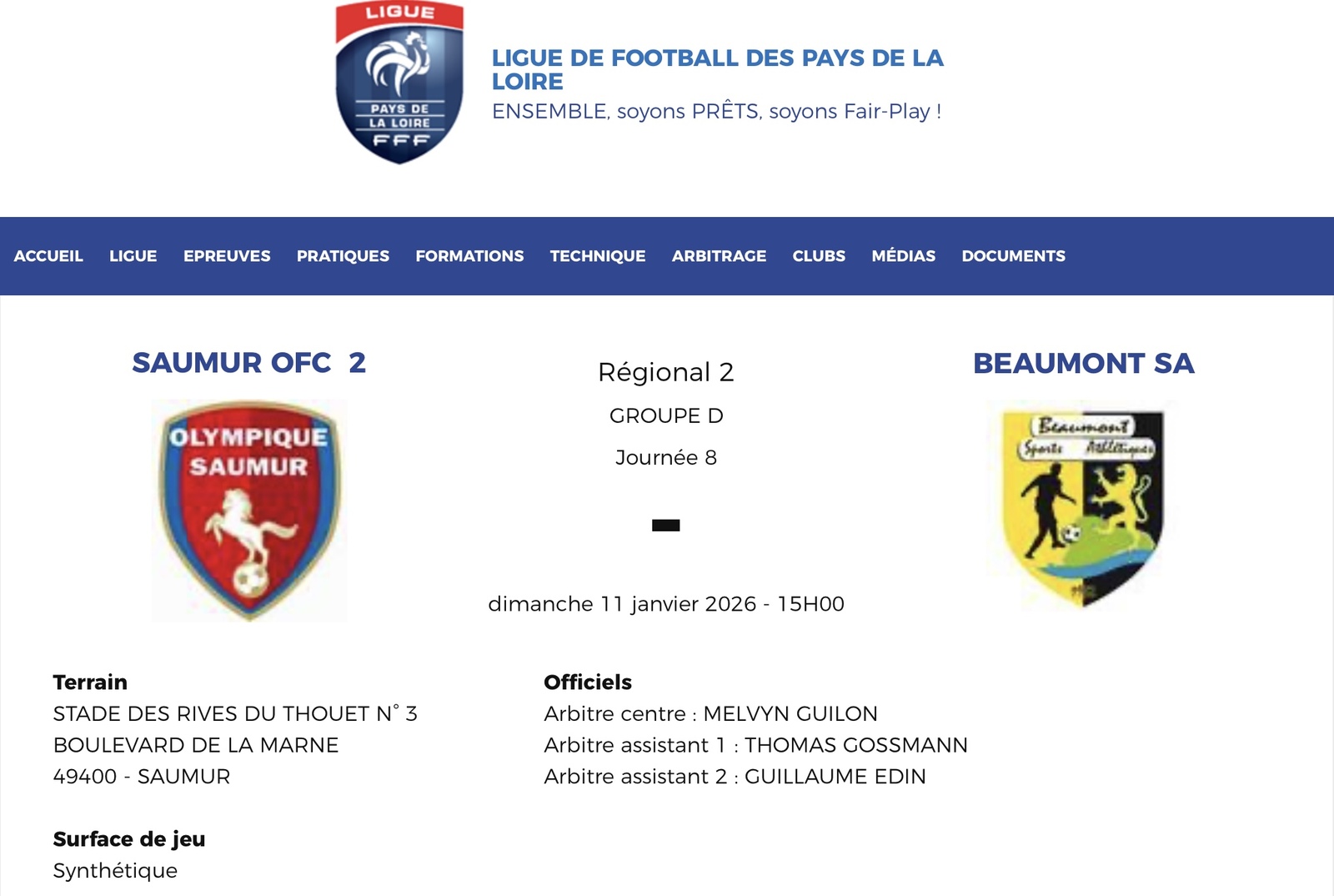 Match en retard de la 8ème journée de championnat