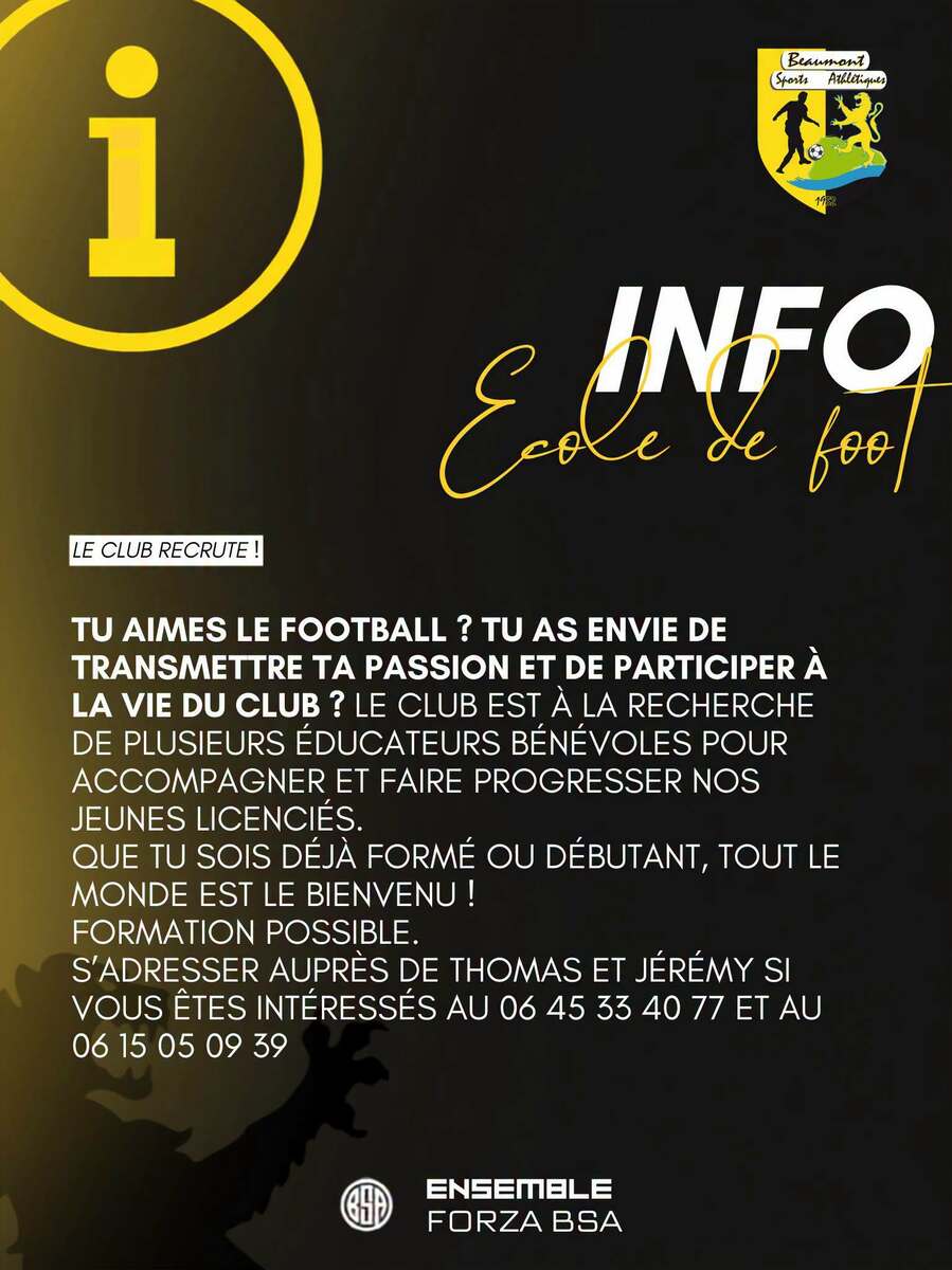 Le club recrute !