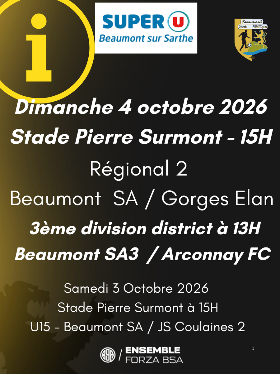 Agenda Sportif du Beaumont SA