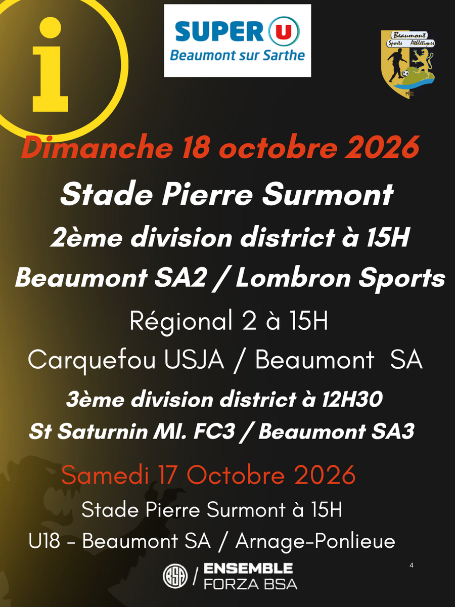 Agenda Sportif du Beaumont SA