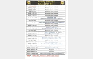 Planning de reprise 2016/2017