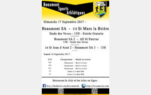 Agenda Sportif : 16/17 Septembre 2017