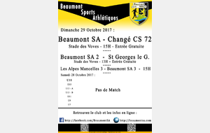 Agenda Sportif  :  28/29 Octobre 2017