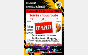 Les inscriptions pour la soirée choucroute sont closes.