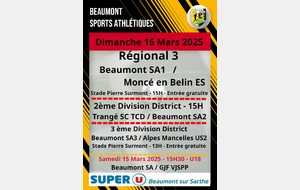 Agenda sportif du Beaumont SA seniors et U18