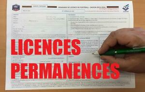 Permanences licences, années d'âge et tarifs