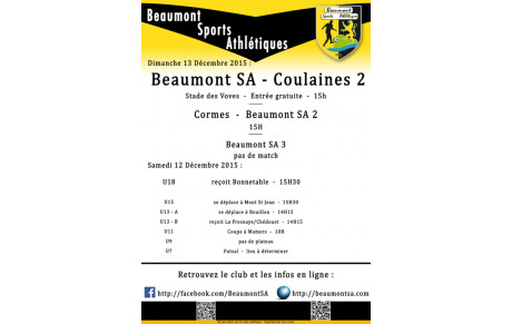 Agenda Sportif  12-13 Décembre 2015