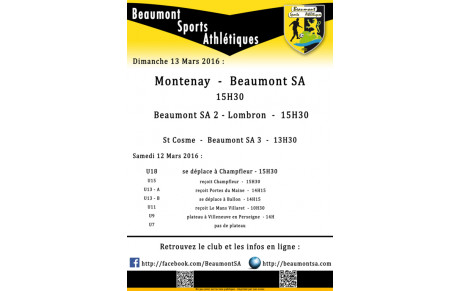 Agenda Sportif    12-13 Mars 2016