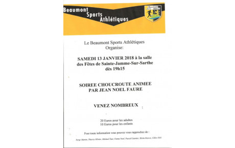 Soirée Choucroute du samedi 13 Janvier 2017