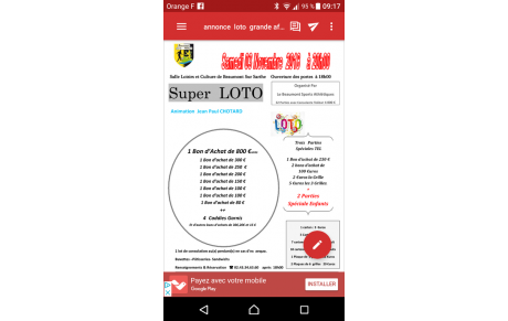 Loto : samedi 3 Novembre 2018 à 20H