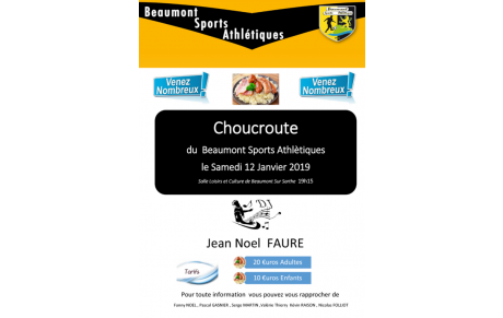 Choucroute du Beaumont SA  :  Samedi 12 Janvier 2019