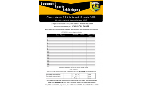 Bulletin d'inscription de la Choucroute du BSA