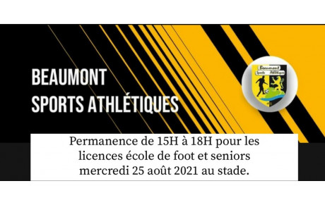 Permanences licences école de foot et seniors