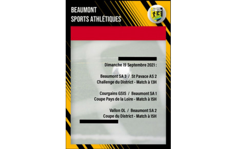 Agenda Sportif du Beaumont SA
