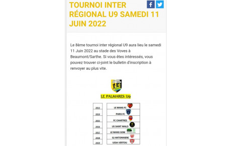 Tournoi Inter-régional U9 samedi 11 juin 2022