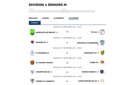 Composition du groupe de 4ème division de district de l’équipe 3