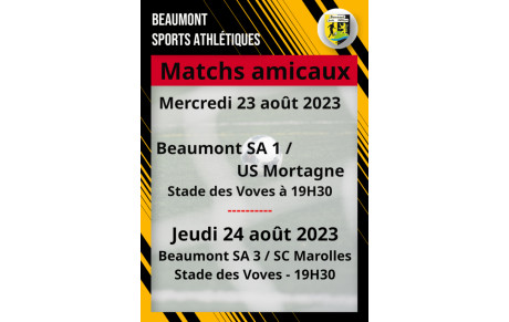 Matchs amicaux à venir