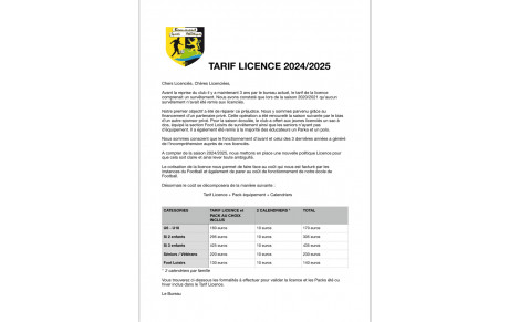 Lettre informative Licence 