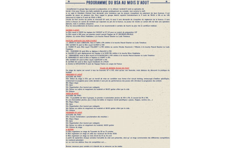 PROGRAMME DU BSA  AU MOIS D'AOUT