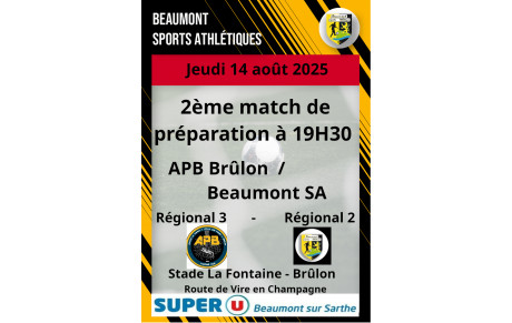 Venez supporter nos jaunes et noirs ce soir à Brûlon