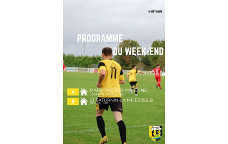 Programme seniors de dimanche 14 septembre 2025.