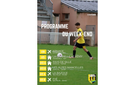 Programme école de foot du samedi 13 septembre 2025