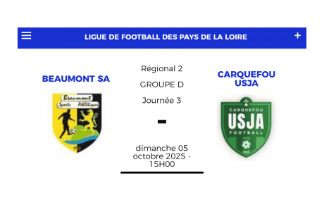 Beaumont SA / Carquefou ce dimanche