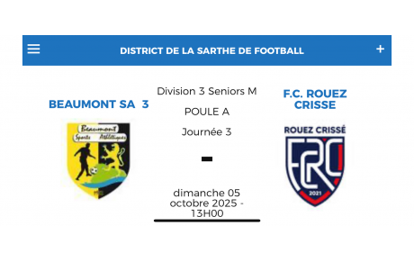 Équipe C reçoit Rouez Crissé à 13H dimanche